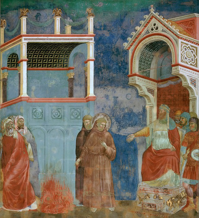 Сцены из жизни святого Франциска: 11 Испытание огнём перед султаном, Джотто ди Бондоне