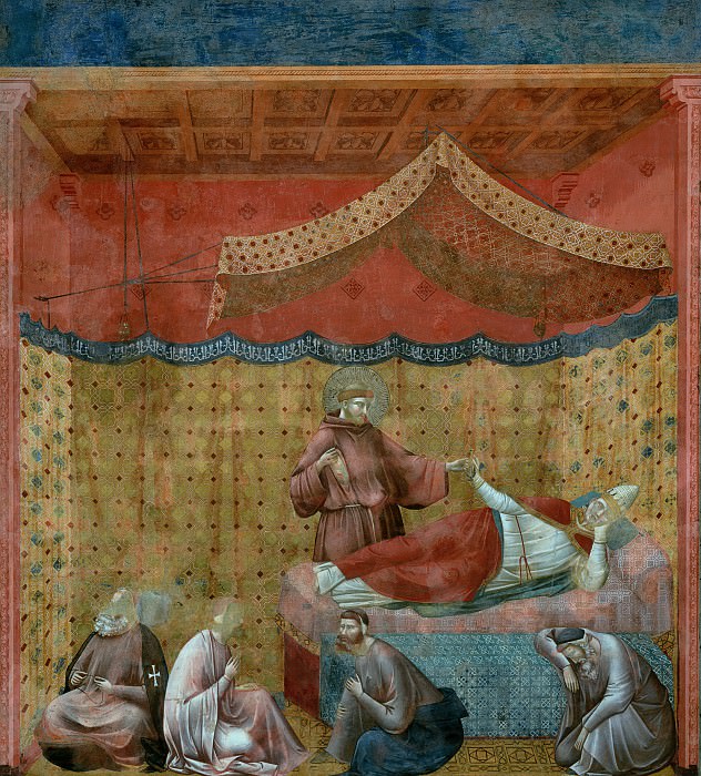 Сцены из жизни святого Франциска: 25 Явление Святого Франциска во сне Григорию IX, Джотто ди Бондоне