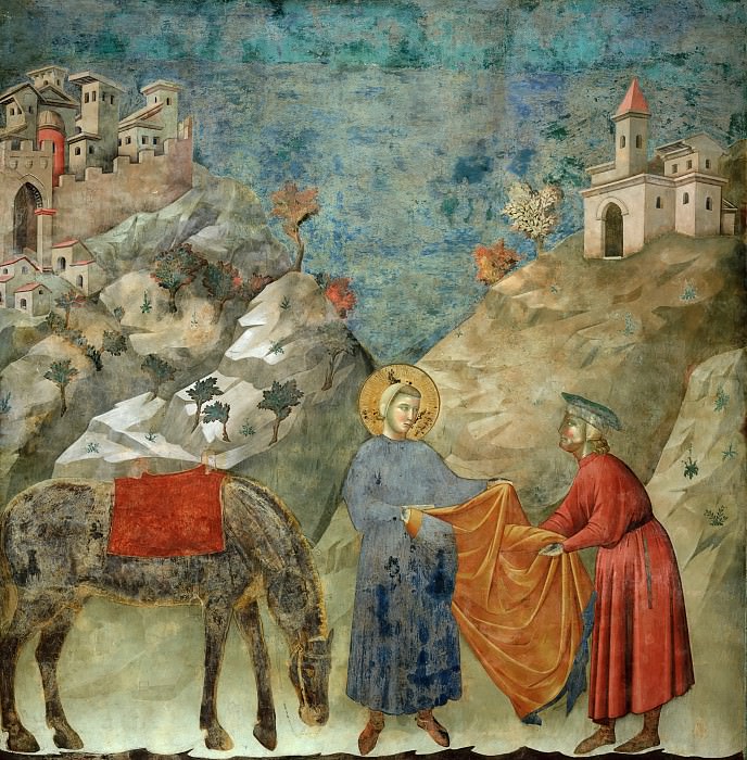 Legend of St Francis 02. St Francis Giving his Mantle to a Poor Man, Giotto di Bondone