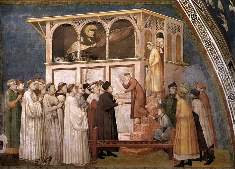 Фрески правого трансепта – Воскрешение святым Франциском мальчика из Сессы, Джотто ди Бондоне