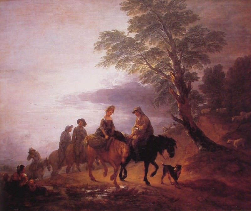 Панорамный пейзаж с крестьянами на лошадях, Томас Гейнсборо
