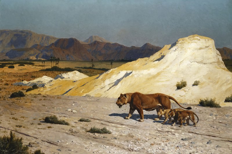 Lioness and Cubs, Jean-Léon Gérôme