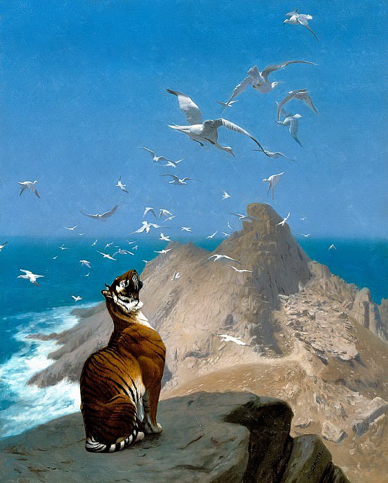 Tiger Observing Cranes, Jean-Léon Gérôme