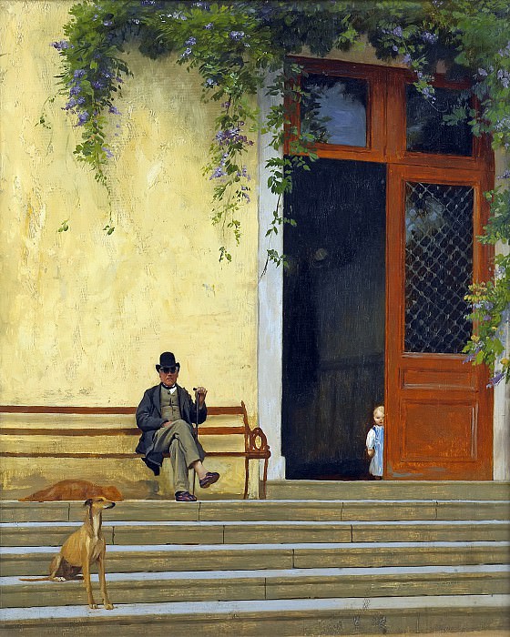 The artist s father in front of the house, Jean-Léon Gérôme