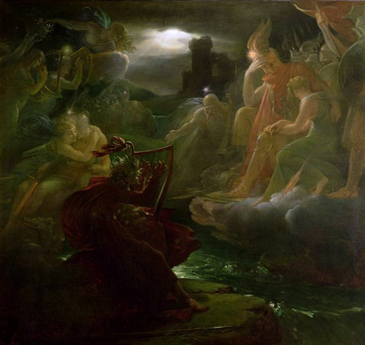 Оссиана вызывает Духов на берегу реки Лора со звуком арфы, Франсуа Паскаль Симон Жерар