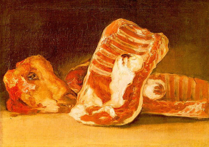 Still-Life with Sheeps Head, wood, Musee du Louvre, Pa, Francisco Jose De Goya y Lucientes