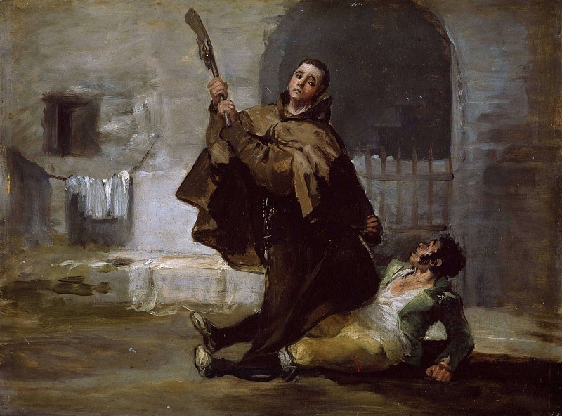 Брат Педро бьет Эль Марагато прикладом ружья, Франсиско Хосе де Гойя-и-Лусьентес