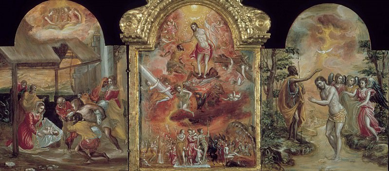 Моденский триптих – Поклонение пастухов, Аллегория христианских рыцарей и Крещение Христа, Эль Греко
