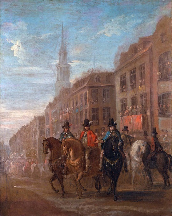 Реставрационная процессия Карла II на Чипсайде, Уильям Хогарт