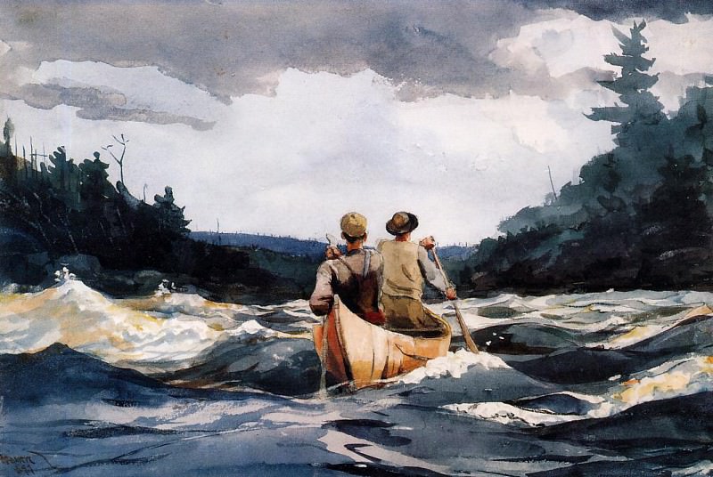 Canoe in the Rapids, Winslow Homer