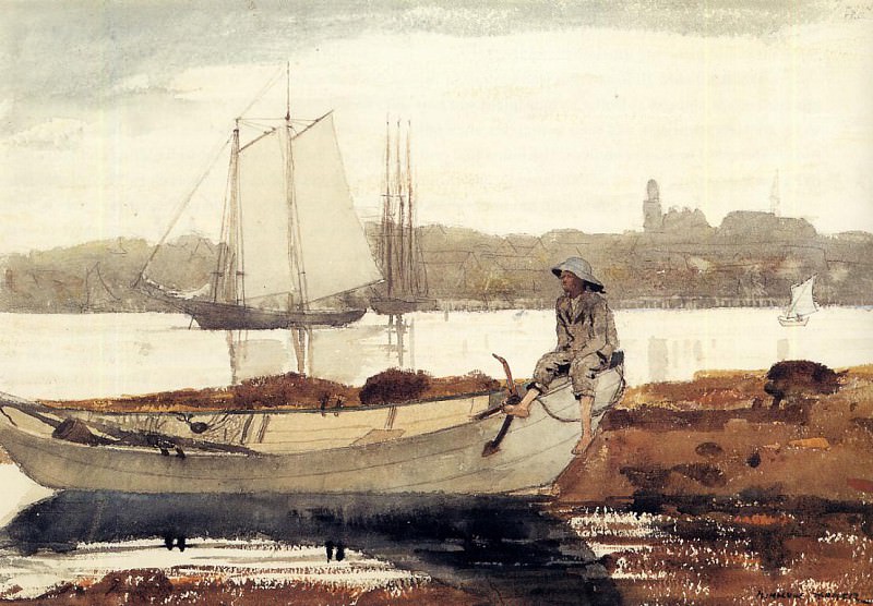Gloucester Harbor and Dory, Winslow Homer