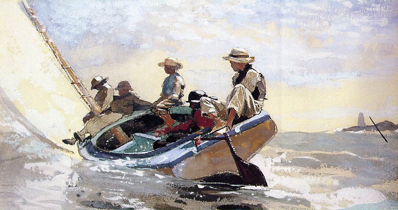 Sailing the catboat, Winslow Homer