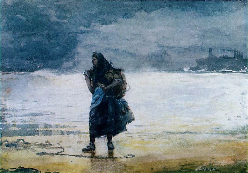 Fisherwoman, prob.1882, Watercolor, 36.8x53.3 cm, Mr, Winslow Homer