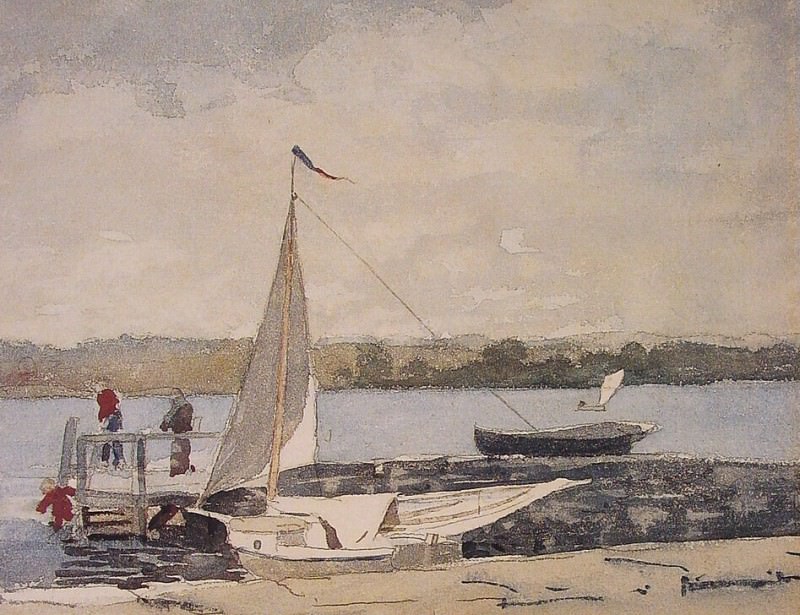 A Sloop at a Wharf Gloucester, Winslow Homer