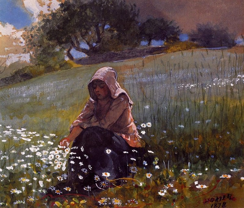 Girl and Daisies, Winslow Homer
