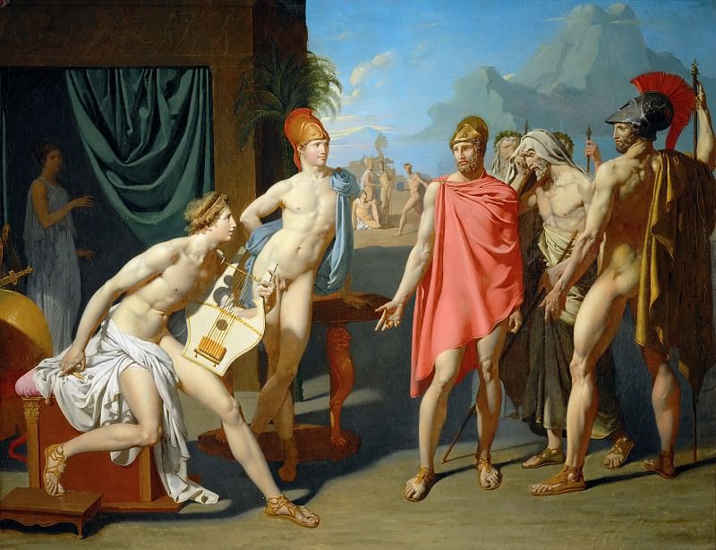 Achilles greets the ambassadors of Agamemnon