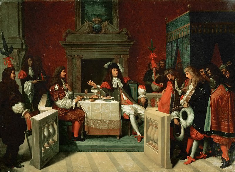 Людовик XIV, обедающий с Мольером