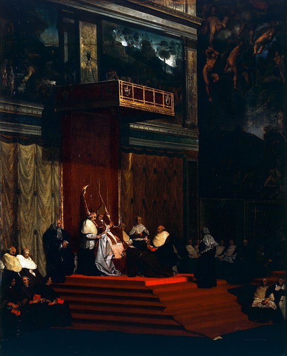 Pope Pius VII into Chapel, Jean Auguste Dominique Ingres