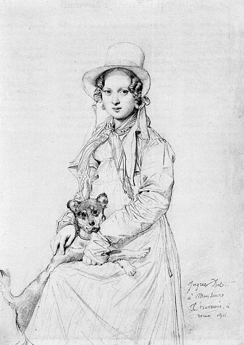 Ingres_Mademoiselle_Henriette_Ursule_Claire_Thevenin_and_her_dog_Trim, Jean Auguste Dominique Ingres