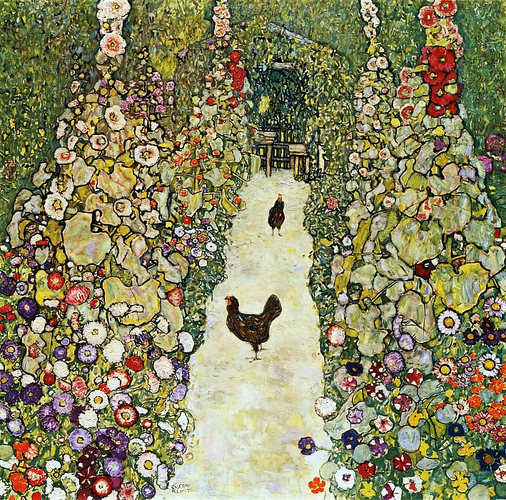 Садовая аллея с курицами, Густав Климт