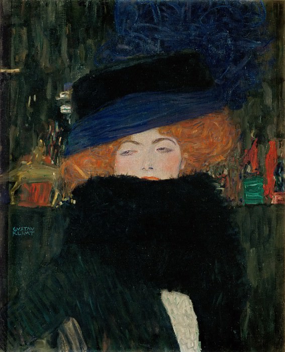 Дама в шляпке и боа из перьев, Густав Климт