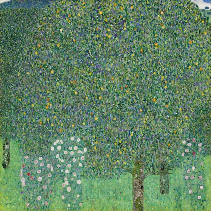 Розовые кусты под деревьями, Густав Климт