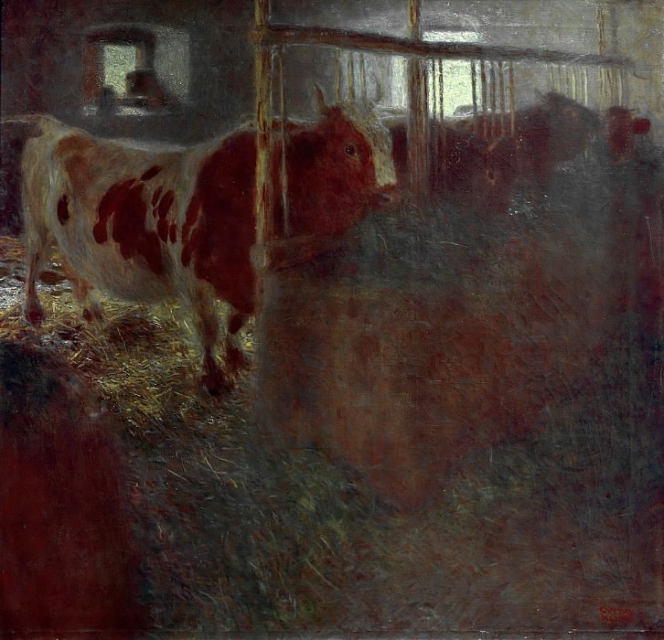 Cows in the stable, Gustav Klimt