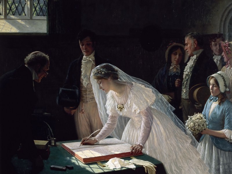 Signing the Register, Edmund Blair Leighton