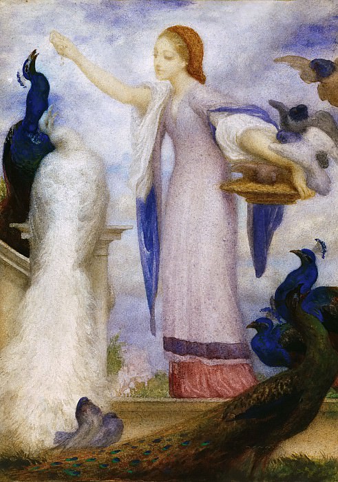 Girl Feeding Peacocks, Frederick Leighton