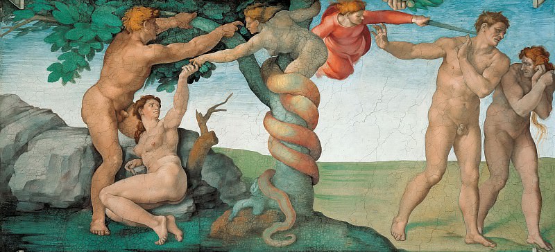 The Fall and Expulsion from Garden of Eden, Michelangelo Buonarroti