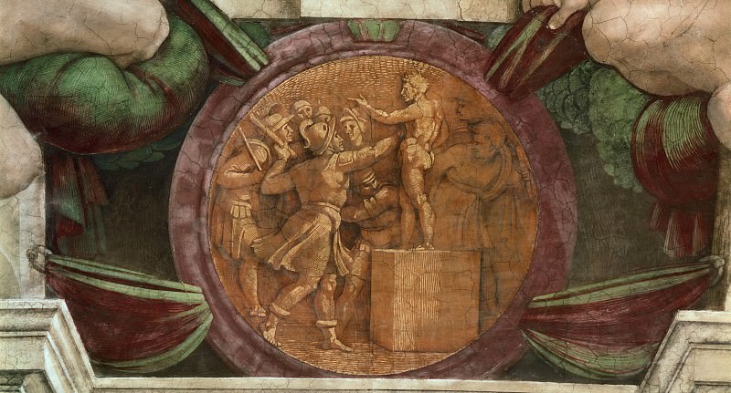 Medallion – Destruction of the Statue of the God Baal, Michelangelo Buonarroti