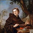Louise-Anne de Bourbon, Mlle de Charolais , in a monk’s robe, holding the chord of St. Francis, Charles-Joseph Natoire