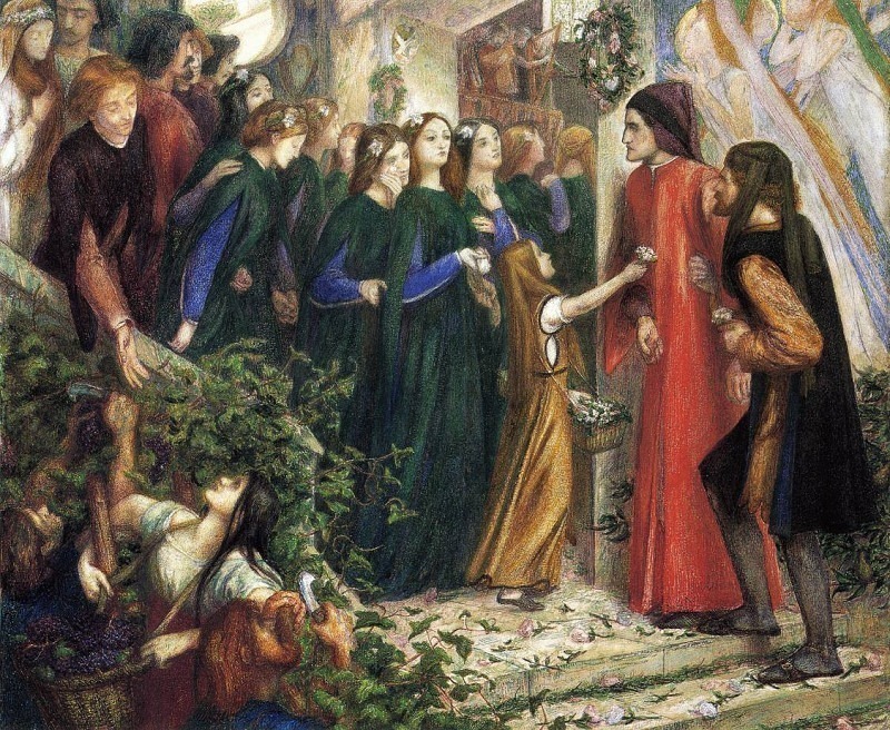 Beatrice Meeting Dante at a Marriage Feast, Denies him her Salutation, Dante Gabriel Rossetti