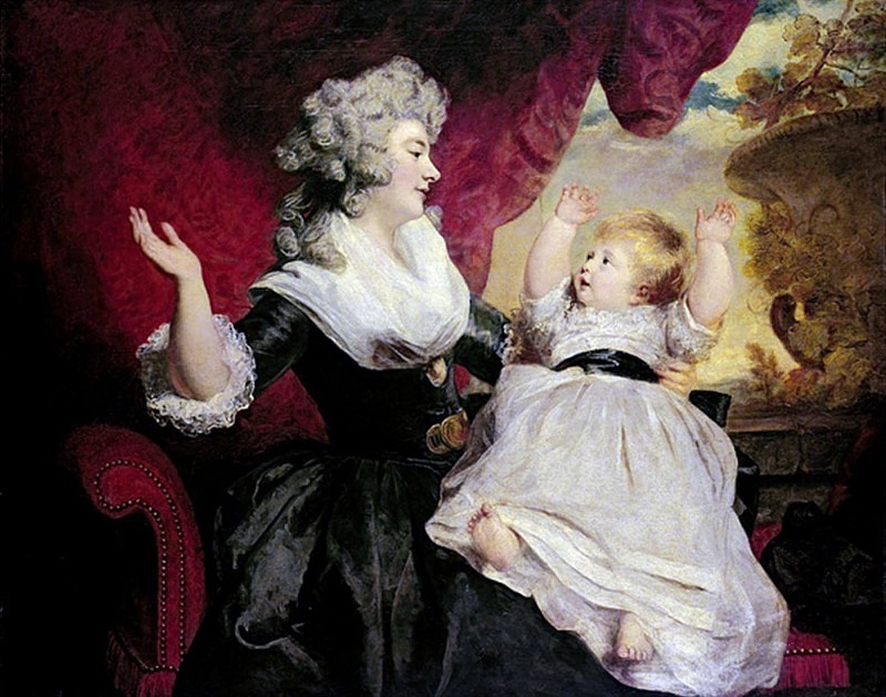 Джорджиана, герцогиня Девонширская, с маленькой дочерью леди Джорджианой Кавендиш, Джошуа Рейнольдс