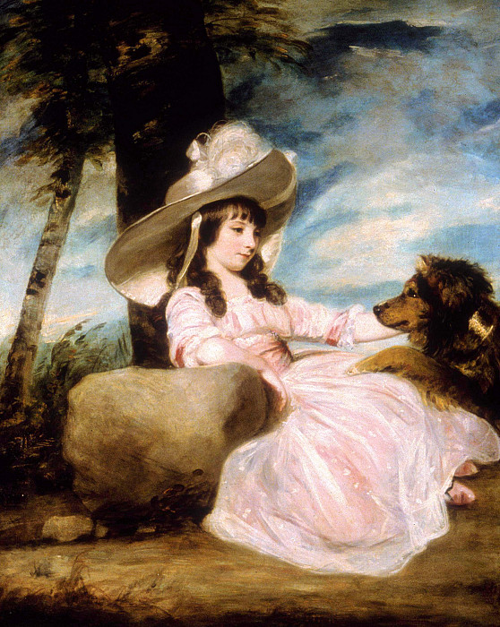 Мисс Анна Уорд со своей собакой, Джошуа Рейнольдс