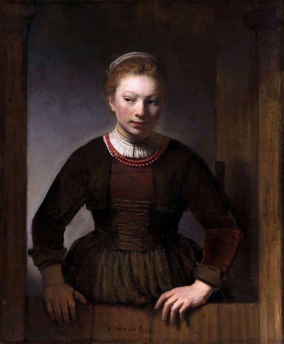 Девушка у полуоткрытой двери [Мастерская], Рембрандт Харменс ван Рейн
