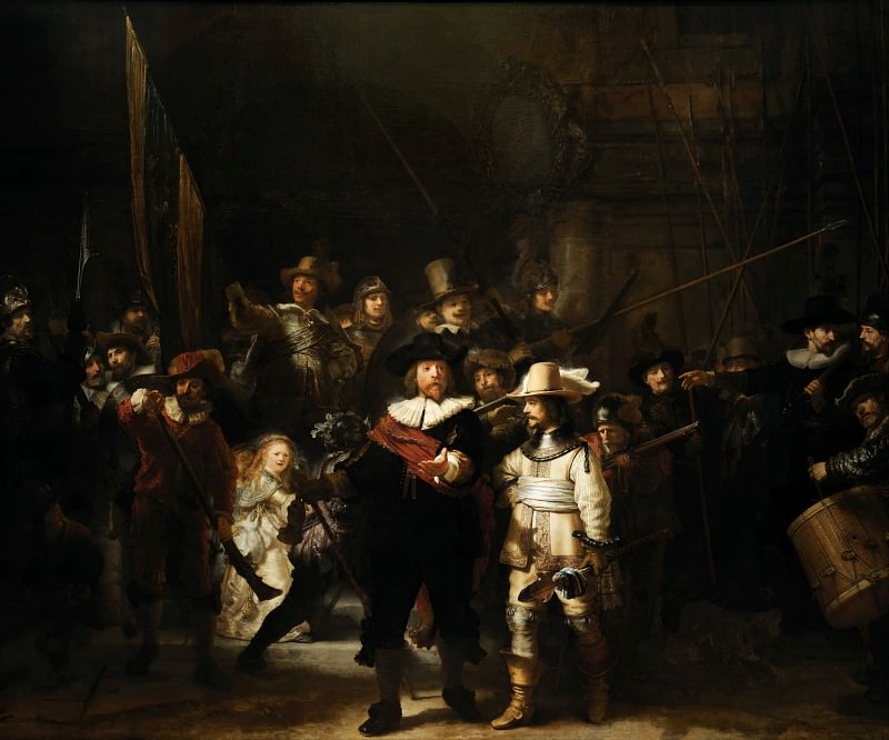 The Company of Frans Banning Cocq and Willem van Ruytenburch known as the «Night Watch», Rembrandt Harmenszoon Van Rijn