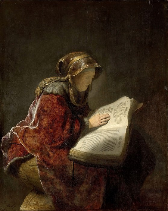 An Old Woman Reading, probably the Prophetess Anna, Rembrandt Harmenszoon Van Rijn