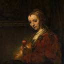 Woman with a Pink, Rembrandt Harmenszoon Van Rijn