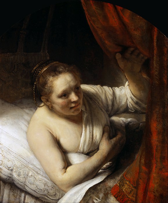 Девушка в кровати , Рембрандт Харменс ван Рейн