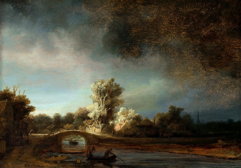 Пейзаж с каменным мостом, Рембрандт Харменс ван Рейн