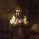 A Girl with a Broom, Rembrandt Harmenszoon Van Rijn