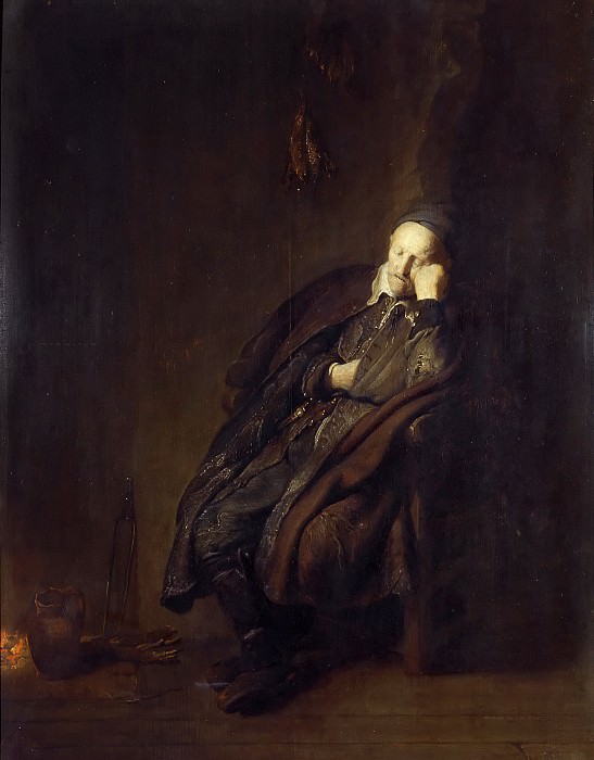 Старик, спящий у очага, Рембрандт Харменс ван Рейн