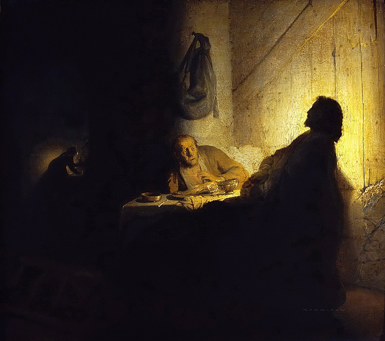 Pilgrims at Emmaus, Rembrandt Harmenszoon Van Rijn