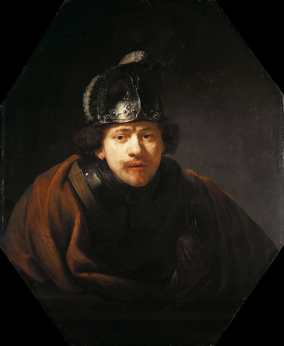 Self Portrait with Helmet, Rembrandt Harmenszoon Van Rijn