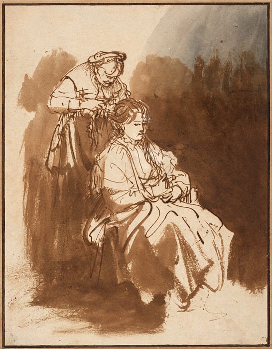 A Young Woman Having Her Hair Braided, Rembrandt Harmenszoon Van Rijn