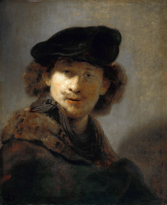 Автопортрет в берете и меховом плаще, Рембрандт Харменс ван Рейн