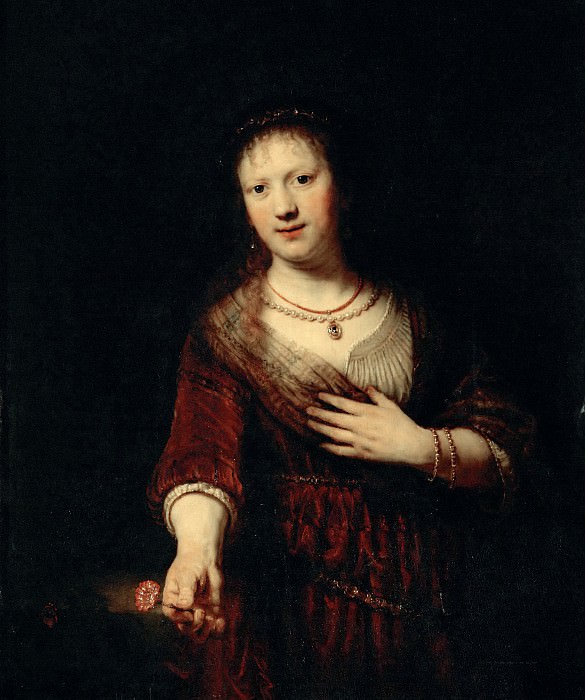 Saskia with a Red Flower, Rembrandt Harmenszoon Van Rijn