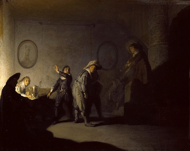 Interior with figures, Rembrandt Harmenszoon Van Rijn