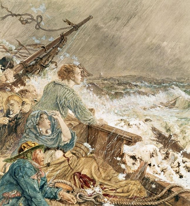 Grace Darling and her father saving the Shipwrecked Crew, Sept 7 1838